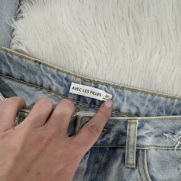 avec les filles High Rise Light Was Distressed Flare Jeans 27 - Picture 2 of 4